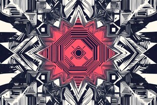抽象几何对称红色艺术图案