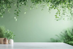 清新绿植桌面与悬挂植物