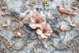 大理石花鸟浮雕艺术装饰