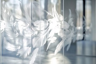 梦幻白色羽毛玻璃艺术装饰