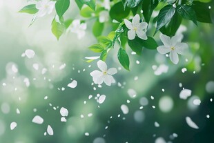春日白花飘飞绿意盎然
