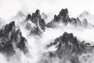 水墨山水间 云雾绕奇峰