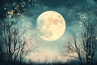 月夜下的静谧树林景象
