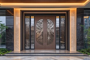 豪华双开金属雕花入户门