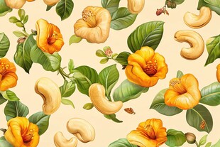 腰果花卉图案插画