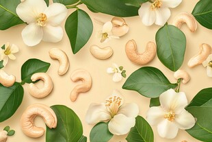 腰果花卉绿叶精美图案