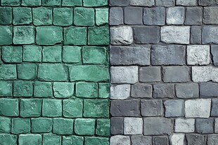 绿灰双色砖墙纹理图案