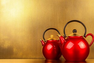 红色精致茶壶双壶展示