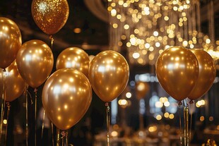 金色气球营造华丽派对氛围