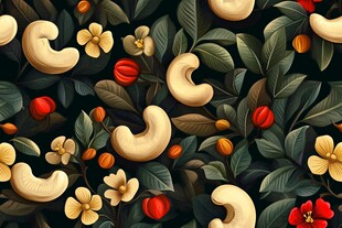 腰果花卉植物图案设计