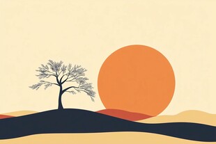 夕阳下的孤树风景