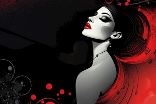 时尚红唇女郎艺术插画