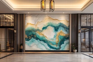 中式大厅抽象山水艺术壁画