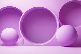梦幻紫色立体圆环与球体