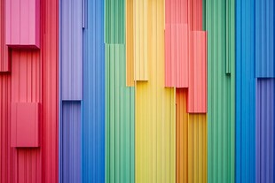 彩色立体条纹墙面艺术