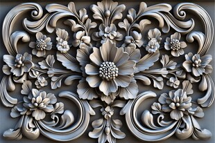 精美花卉浮雕装饰图案