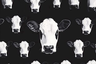 奶牛头像的黑白重复图案
