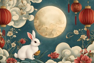 玉兔望月贺中秋佳节