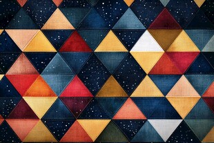多彩三角拼接星空风织物
