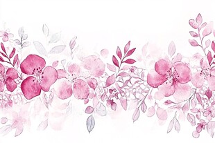 粉色花卉水彩装饰边框