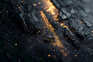 黑金质感的燃烧炭块纹理