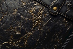 复古质感黑色皮革细节特写