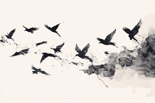 墨韵飞鸟图