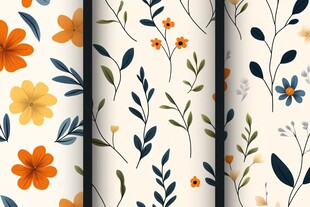 清新花卉图案壁纸设计