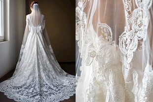 浪漫蕾丝婚纱细节展示