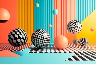 多彩几何球体创意场景