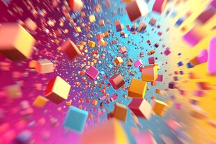 缤纷方块动感散射画面