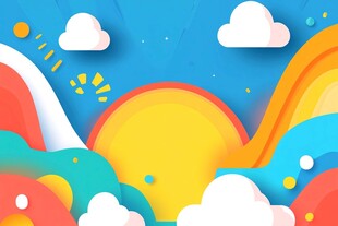 夏日缤纷天空插画背景