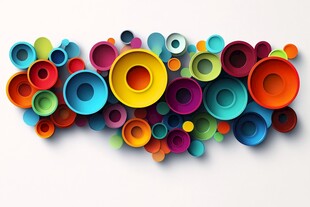 多彩立体圆环创意组合画面