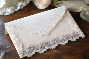 精致蕾丝装饰的优雅信封