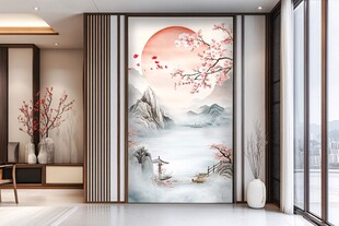 中式山水花鸟玄关装饰画
