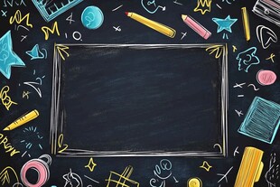 手绘风黑板边框学习元素