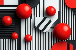 红黑白几何立体图案设计