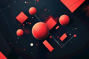 红色几何元素抽象背景图