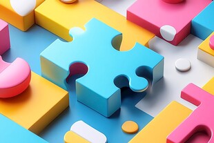 多彩拼图元素的创意组合