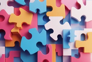 多彩拼图块的视觉盛宴