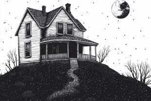 月夜下的孤独老宅