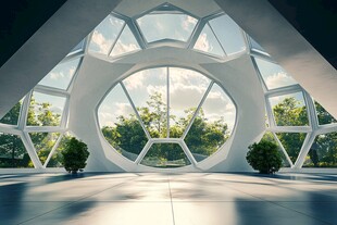 未来感几何天窗室内景观