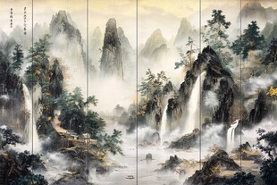 山水墨韵四屏图