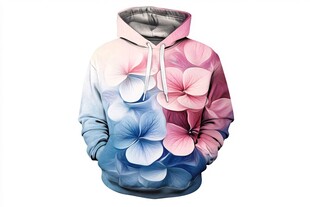 花卉图案连帽卫衣