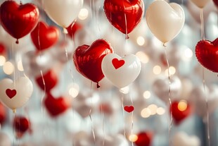 心形气球营造浪漫氛围