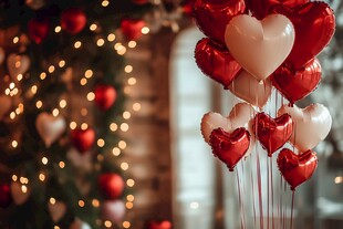浪漫心形气球装点温馨场景