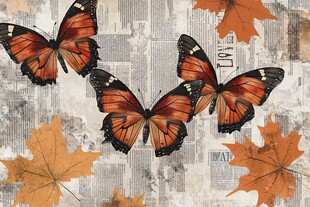 蝶舞秋叶 复古风背景图