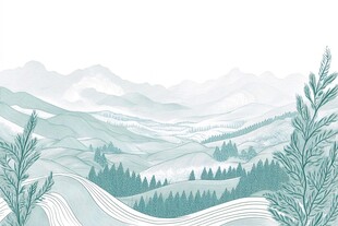 水墨山林风光插画