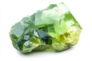 翠绿晶莹的精美矿物晶体