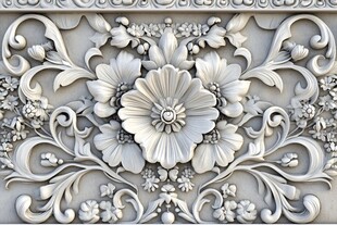 精美花卉浮雕装饰图案